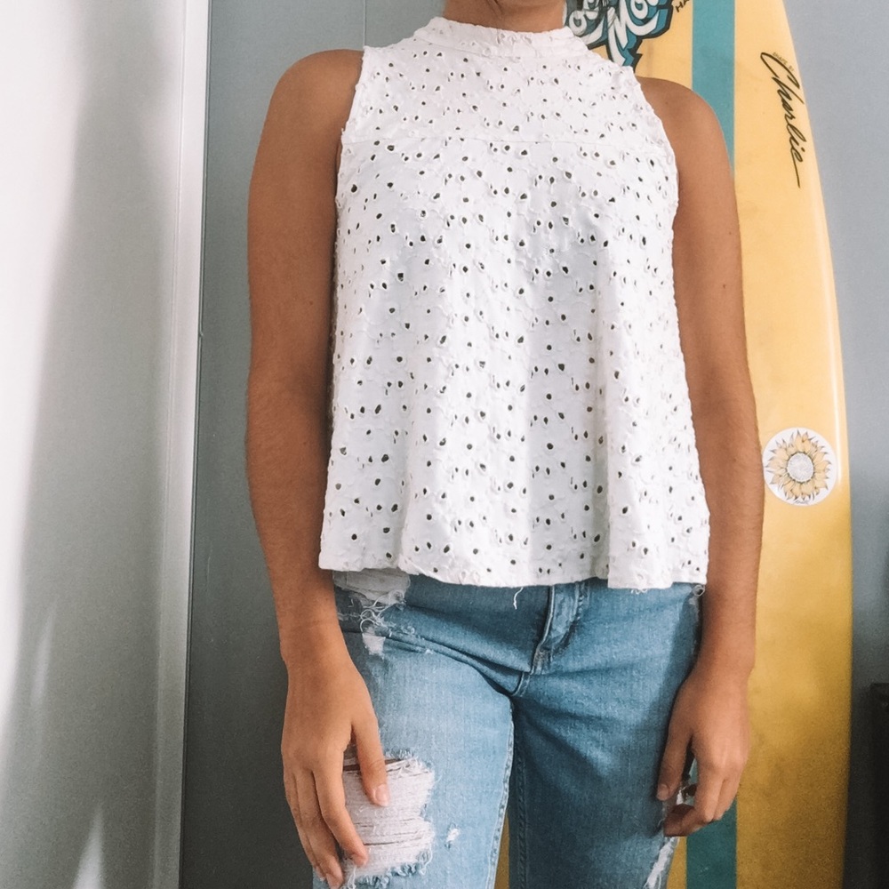 Free People White Halter Tank Top